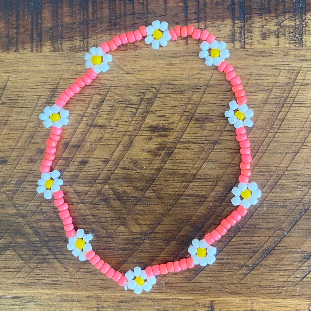 Neon Pink Daisy Anklet